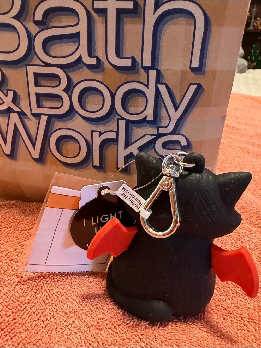 Bath & Body Works Black Cat Pocketbac with Red Bat Wings Accent